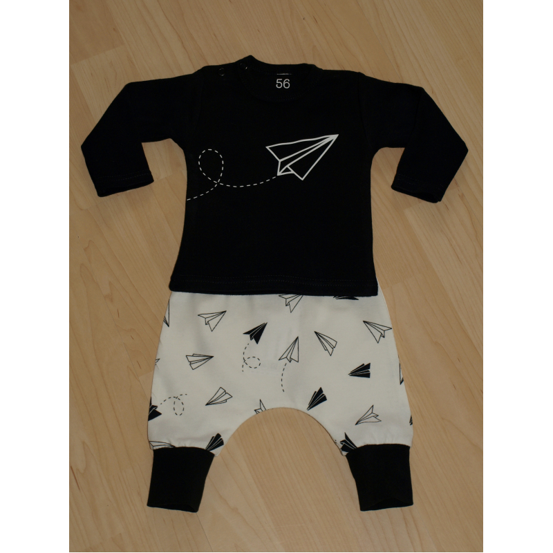 Babybroekje Vliegtuigjes zwart